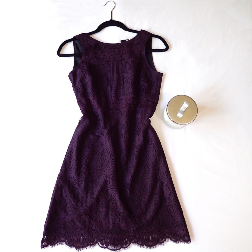 Loft Maroon Lace Sleeveless Dress Size 00P